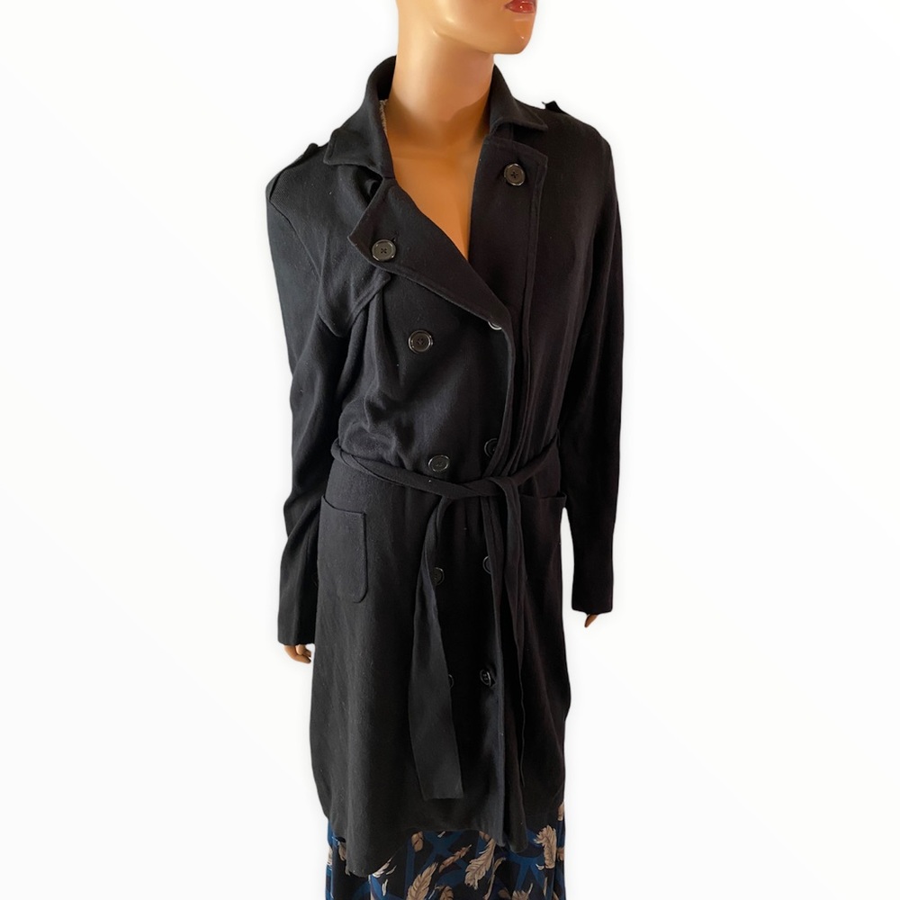 Cabi Sweater Trench Coat Womens Size XL Black